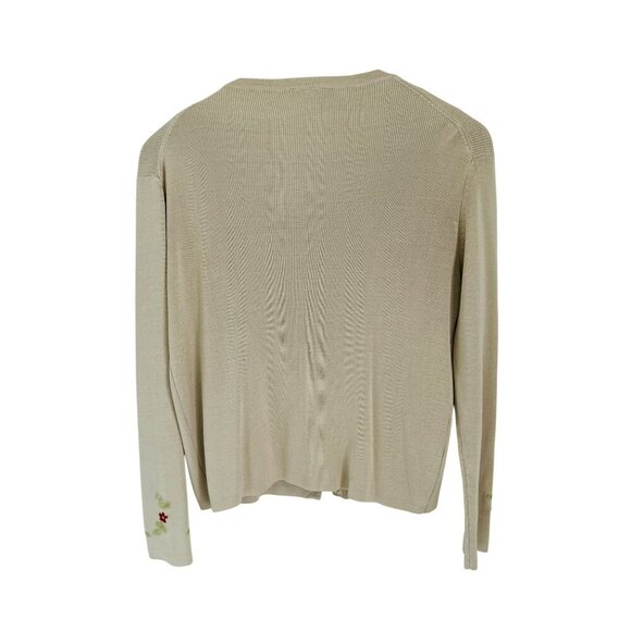 J McLaughlin 100% Silk Beige Twinset With Floral Embroidery & Keyhole Detail - Picture 10 of 13
